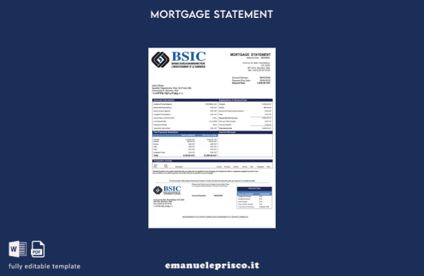 stile verificato Mali BSIC Mali estratto conto mutuo Modello Word e modello PDF